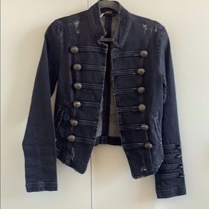 Free People Fitted Military Denim Jacket